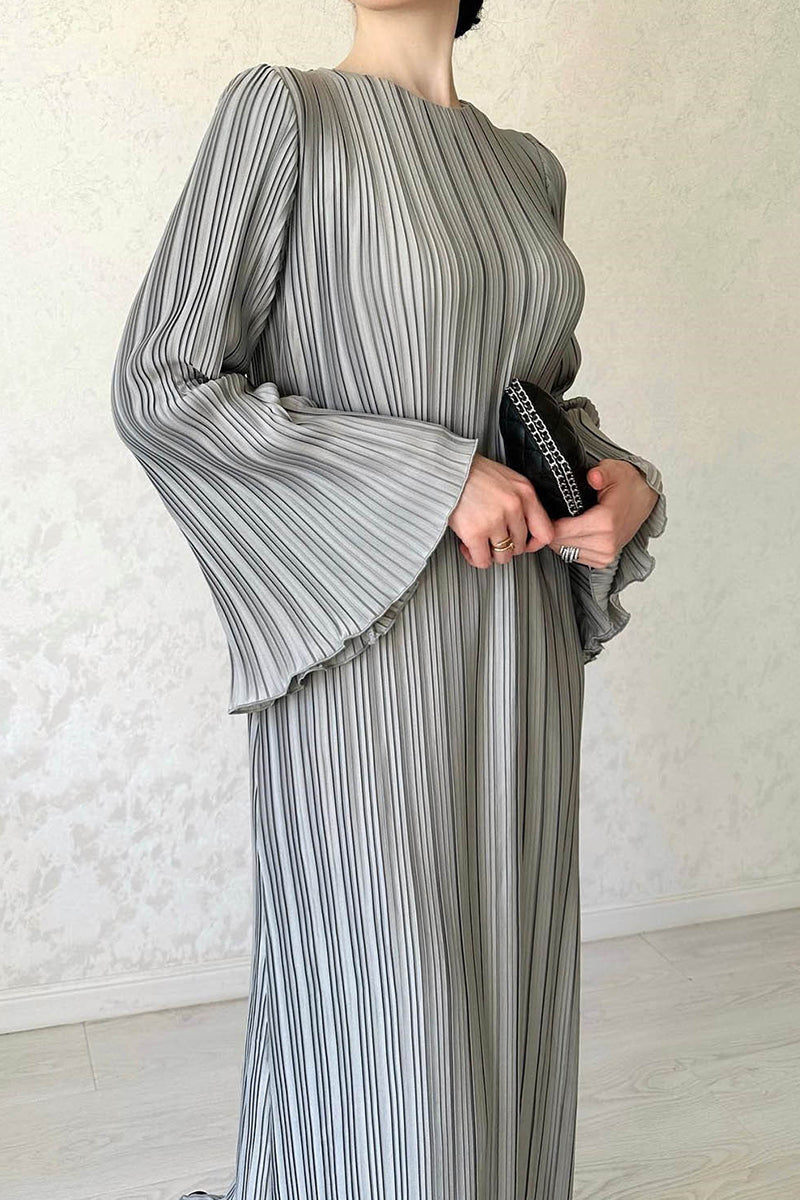 SAELA – PATCHWORK PLEATED LONG DRESS