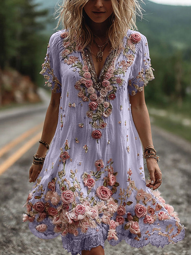 LYSARIEL – VINTAGE SHORT-SLEEVE DRESS