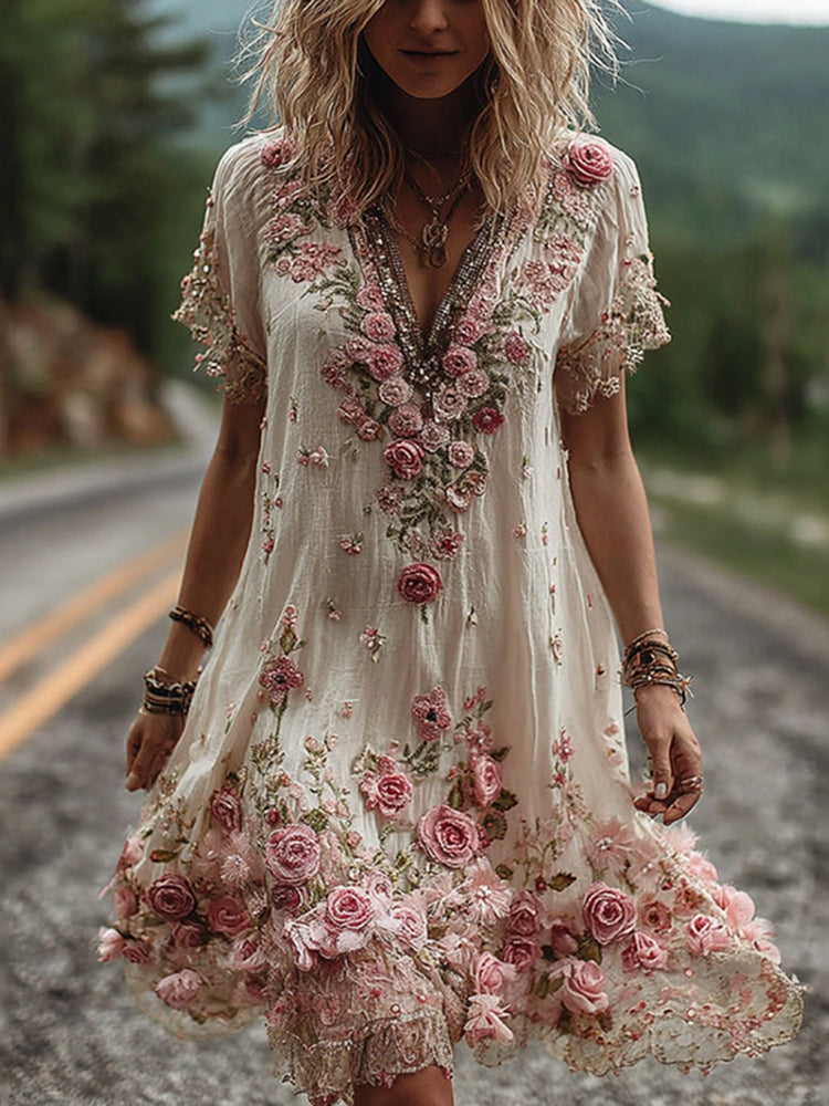 LYSARIEL – VINTAGE SHORT-SLEEVE DRESS
