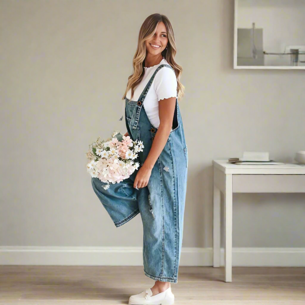 ZORYNNA – VINTAGE-WASH ADJUSTABLE JUMPSUIT