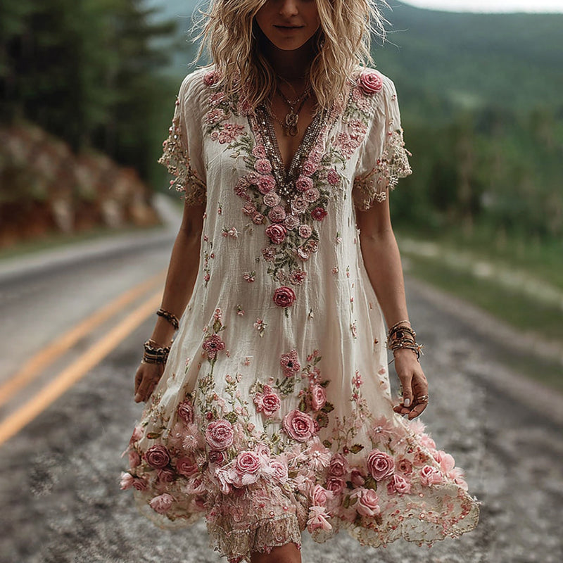 LYSARIEL – VINTAGE SHORT-SLEEVE DRESS