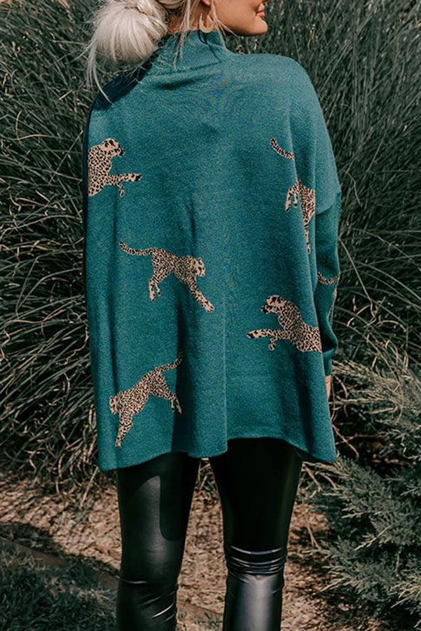 ALETHEA – CASUAL VINTAGE TIGER & LEOPARD PRINT LONG SLEEVE TOP