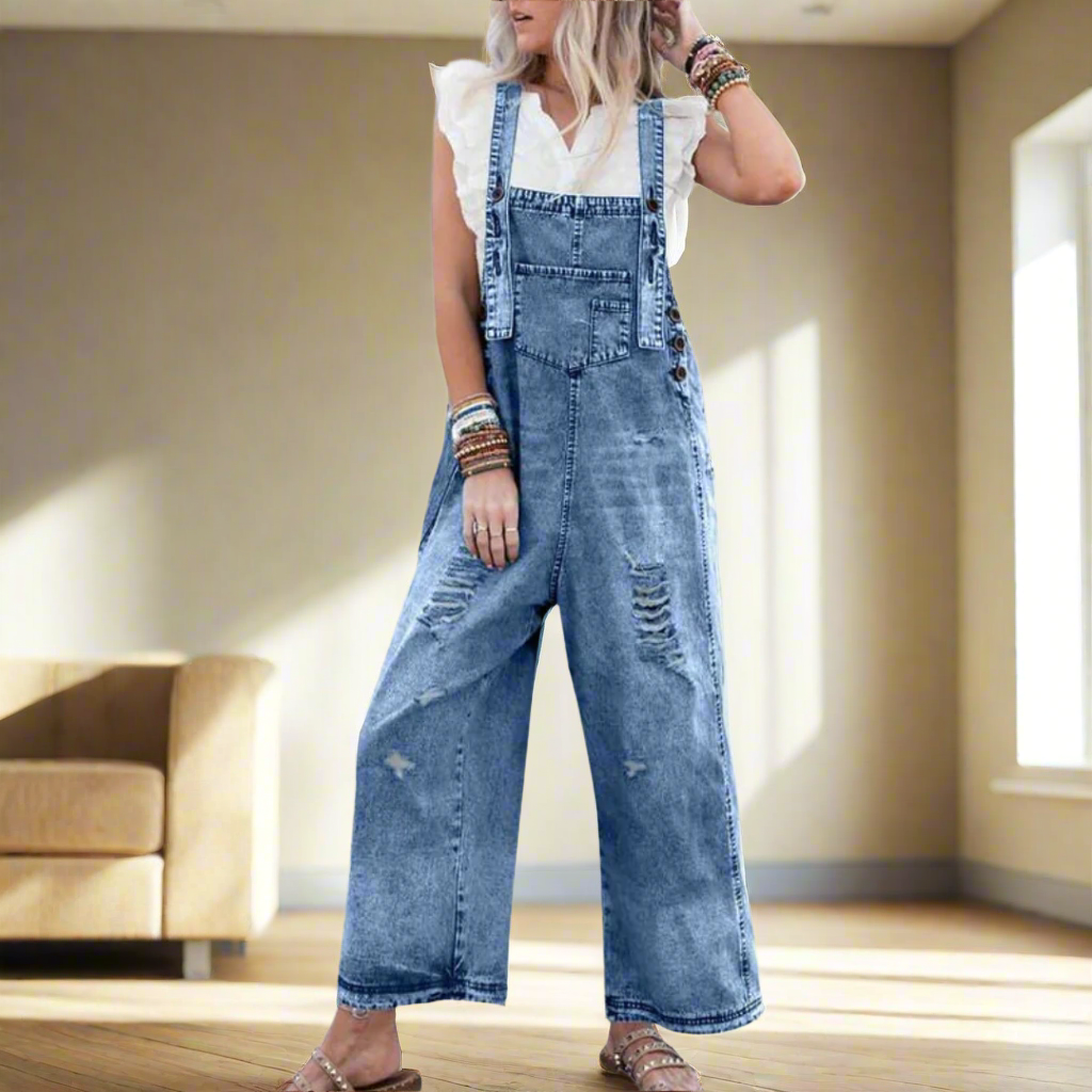 ZORYNNA – VINTAGE-WASH ADJUSTABLE JUMPSUIT