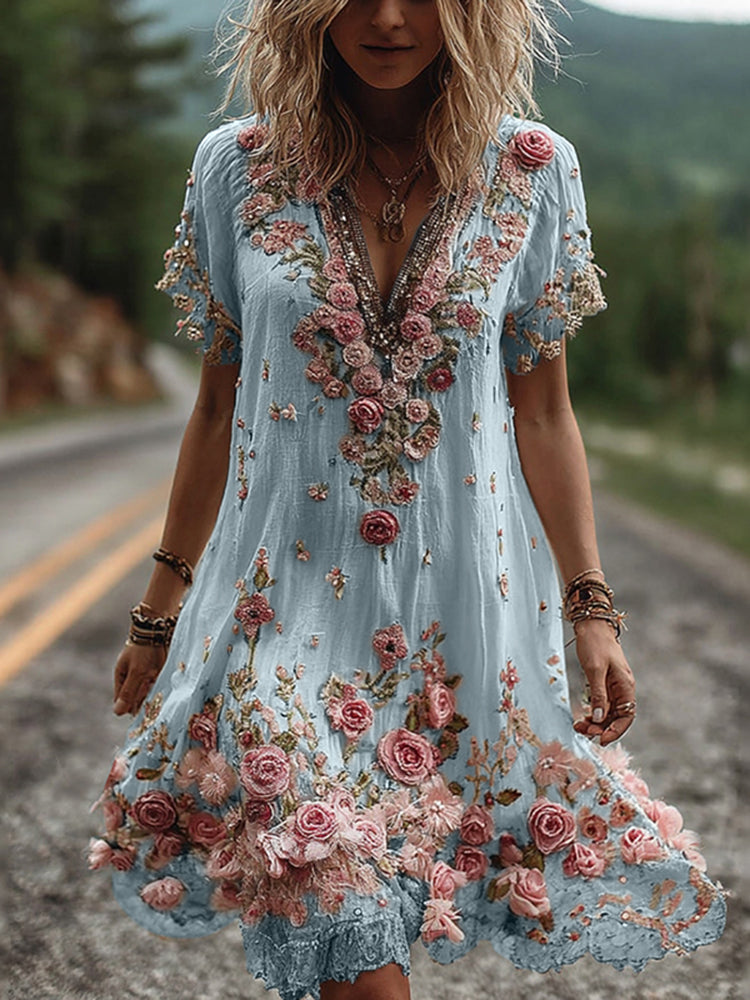 LYSARIEL – VINTAGE SHORT-SLEEVE DRESS