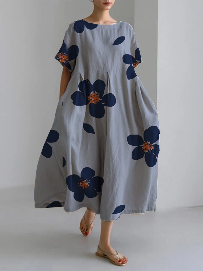 RAFFAELLA - Long Floral Dress with Relaxed Fit