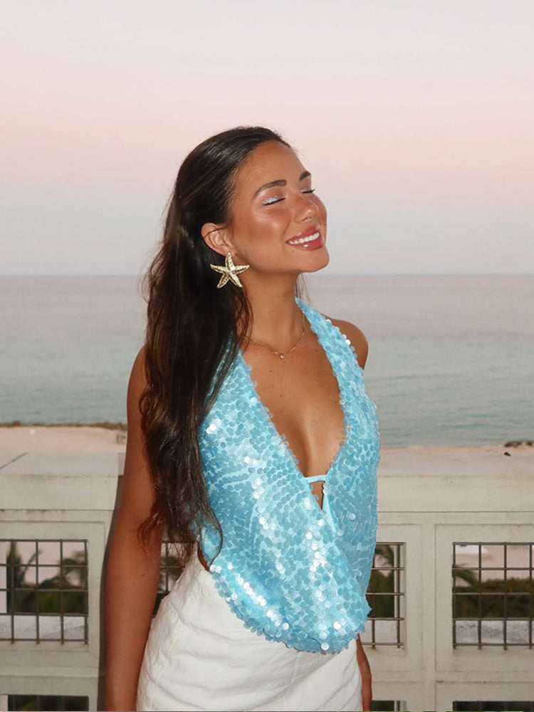 Armilyn - Sequin Halter Top