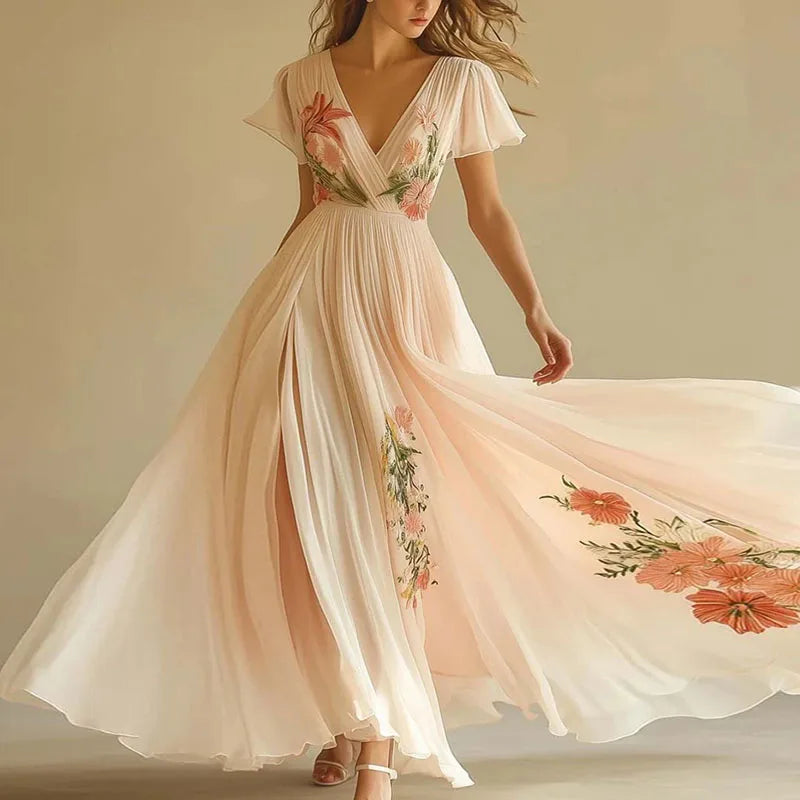 Amelia - Elegant High Waist V-Neck Party Dresses