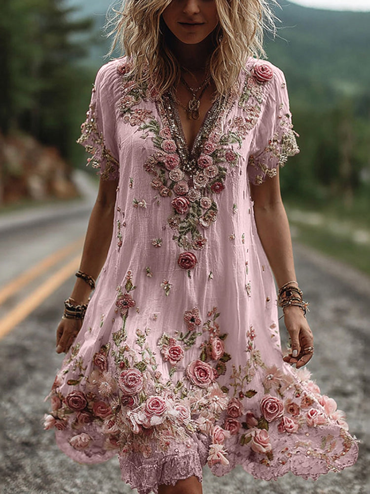 LYSARIEL – VINTAGE SHORT-SLEEVE DRESS