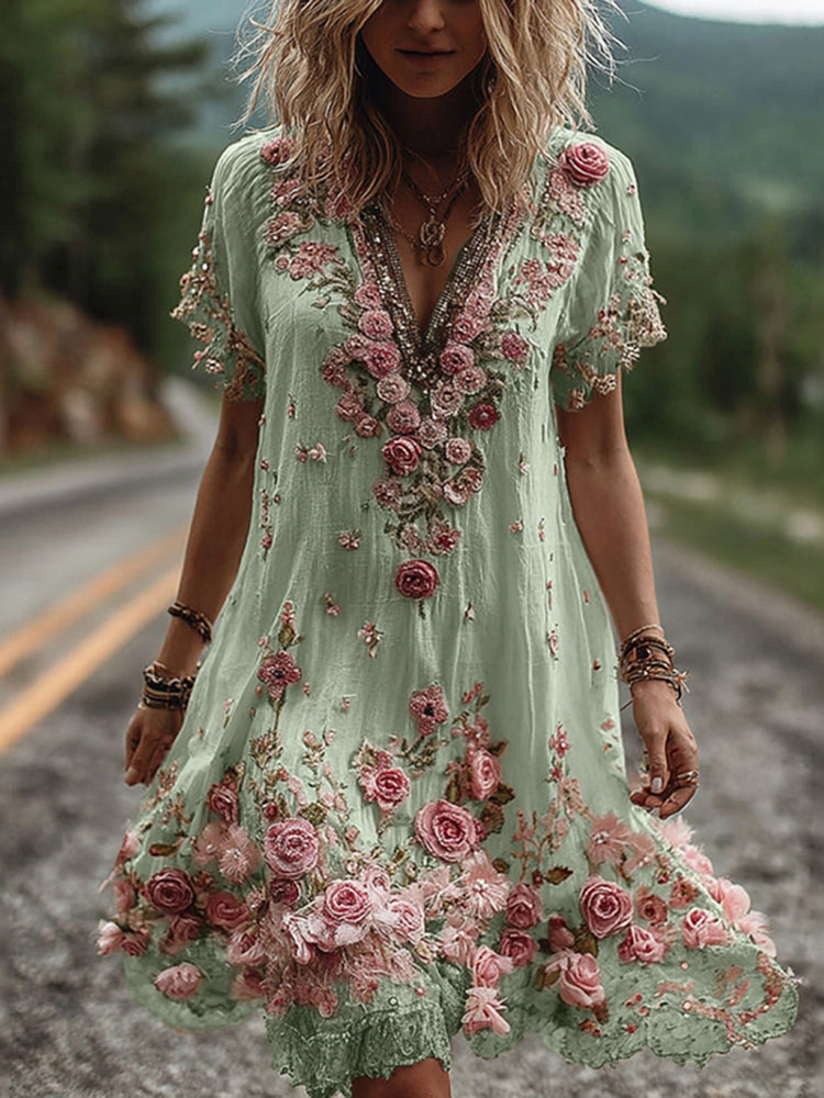 LYSARIEL – VINTAGE SHORT-SLEEVE DRESS