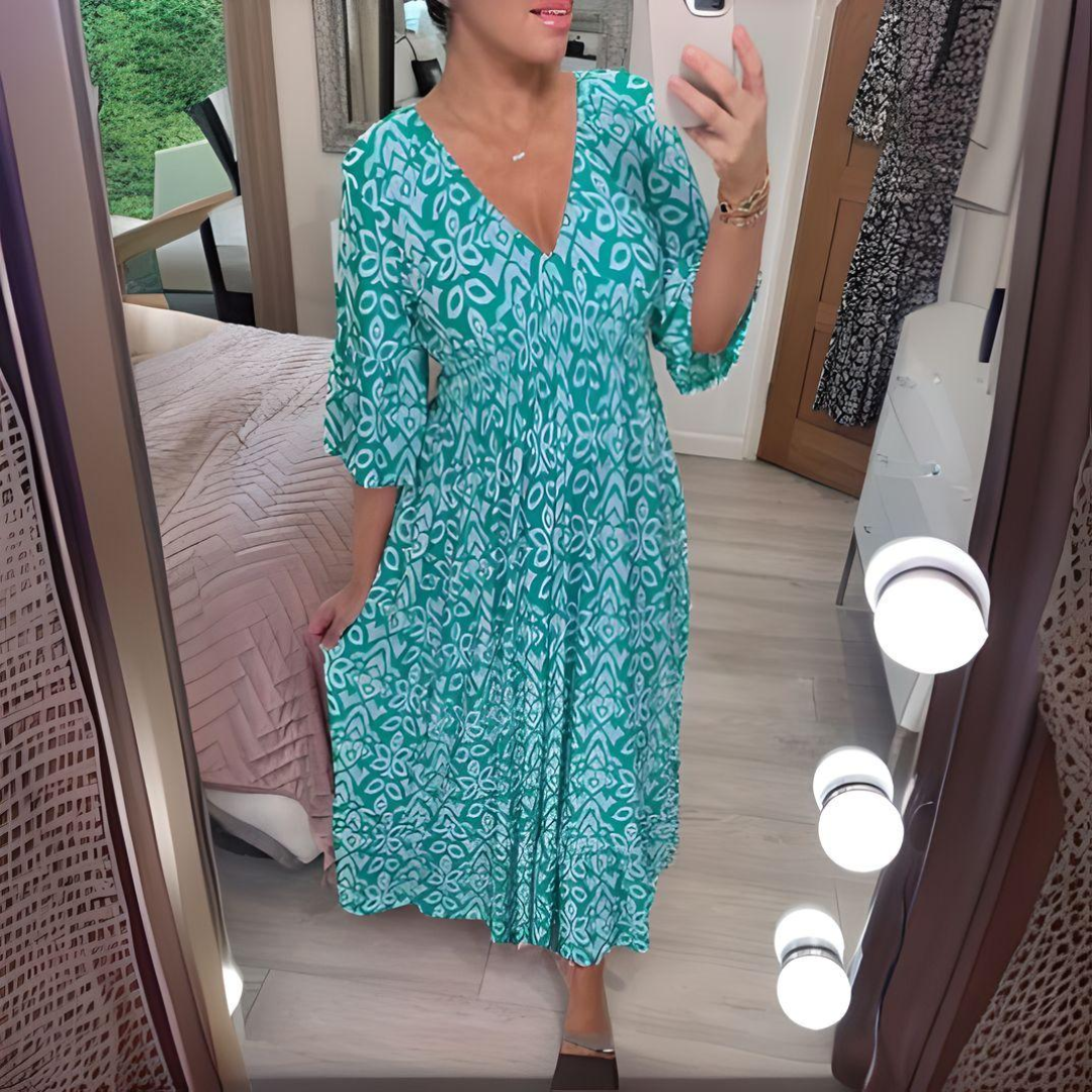 ALINA – BOHO PRINTED COTTON DRESS