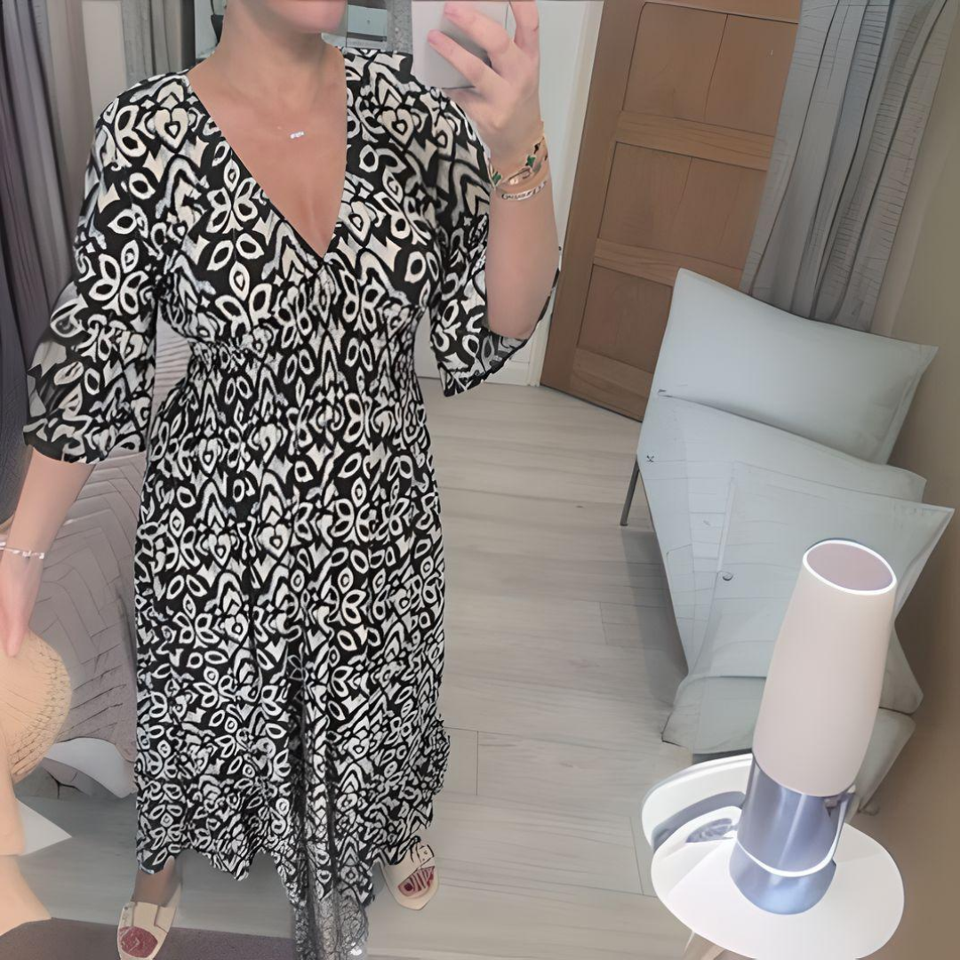 ALINA – BOHO PRINTED COTTON DRESS