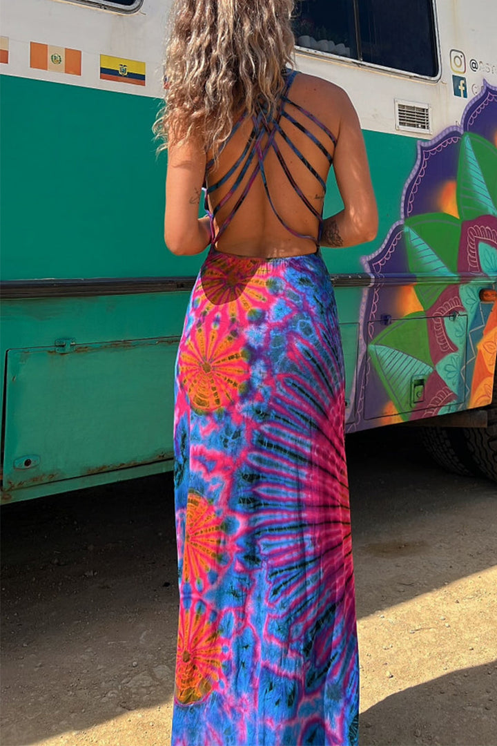 CAMELLIA – SEXY COLLEGE PRINT BACKLESS DRESS
