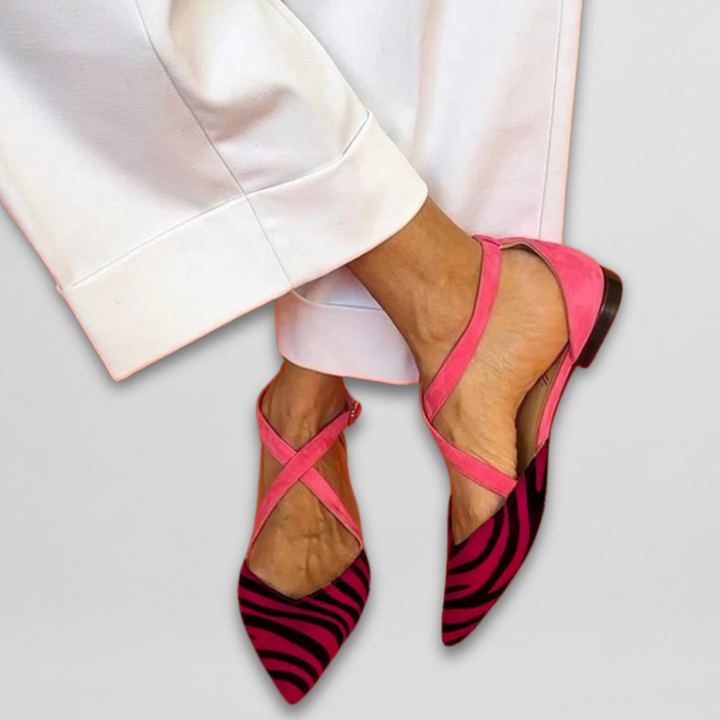 ROSANETH – ZEBRA-PRINT BALLERINAS WITH FUCHSIA STRAPS