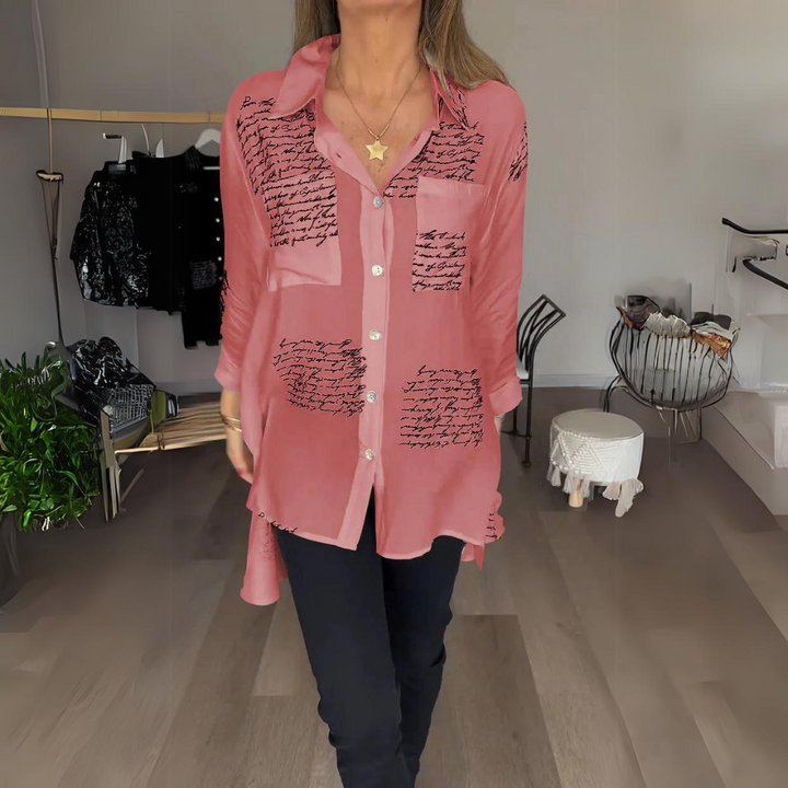 AVENETTE – HANDWRITTEN-STYLE BUTTON-UP SHIRT