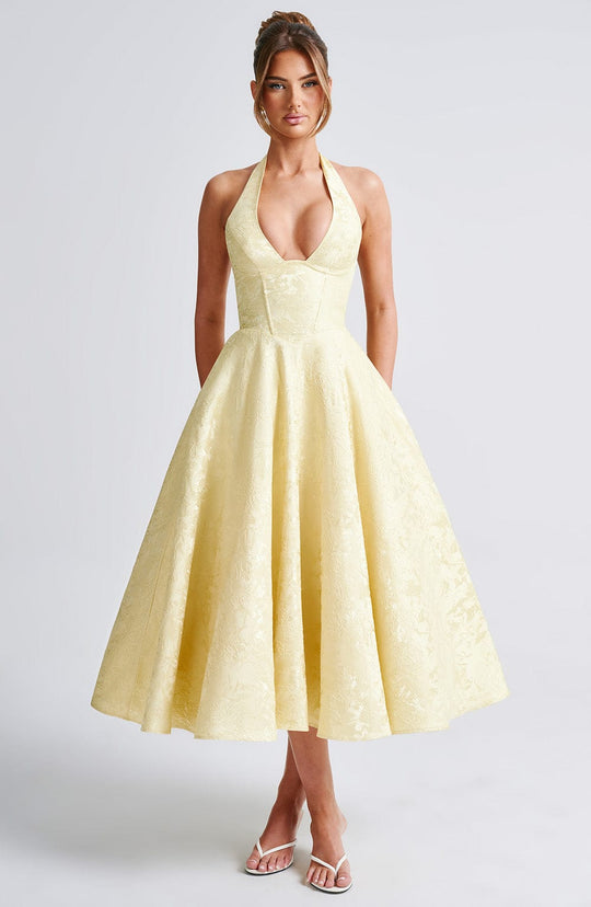 SIENNA – ELEGANT HALTER MIDI DRESS