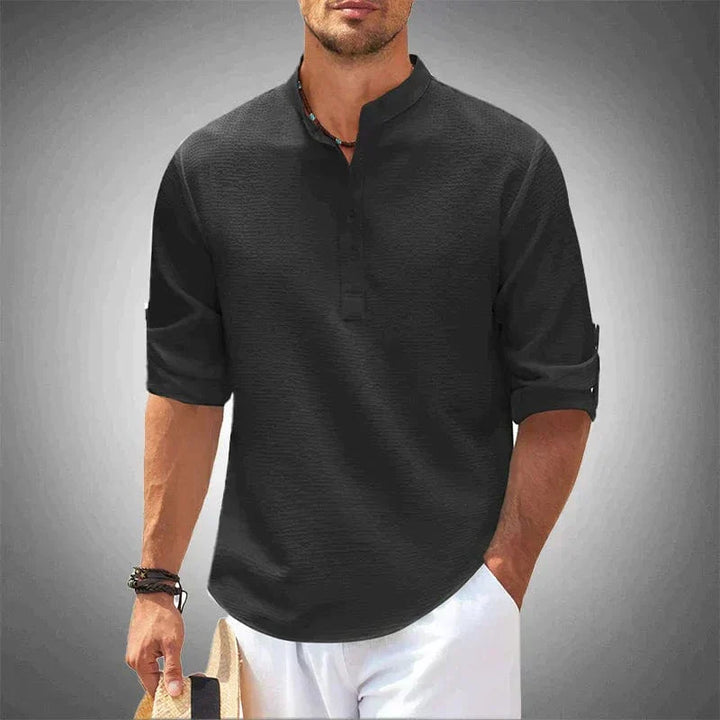 BROOKE – TEXTURED HENLEY COLLAR SHIRT