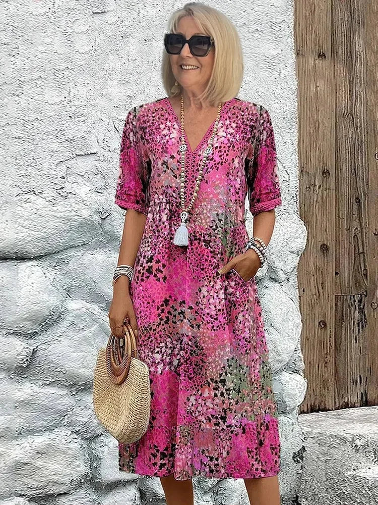 NYXIE – LEOPARD LACE V-NECK SUMMER DRESS