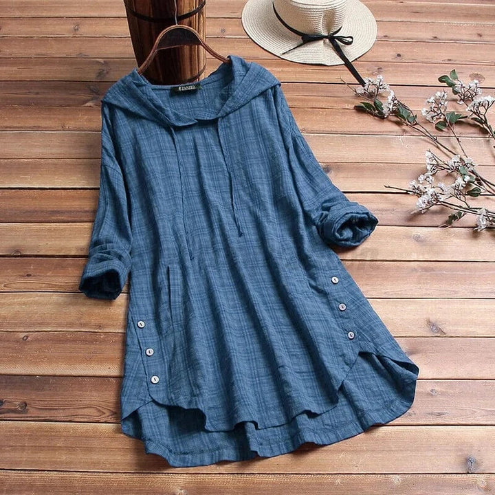 GHISELE – LINEN TUNIC HOODIE WITH BOHEMIAN EASE