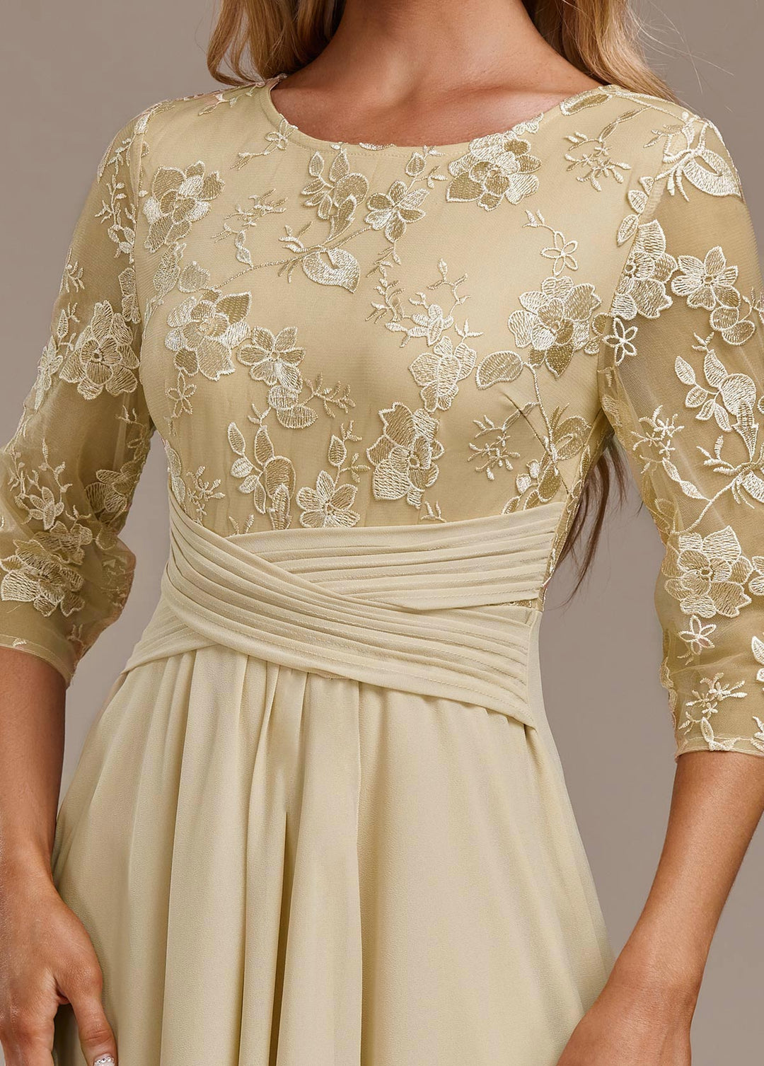 ZYRELITH –  SLEEVE ROUND NECK DRESS