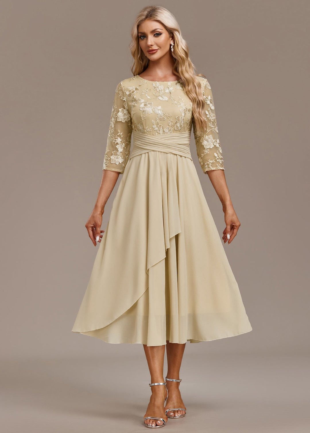 ZYRELITH –  SLEEVE ROUND NECK DRESS