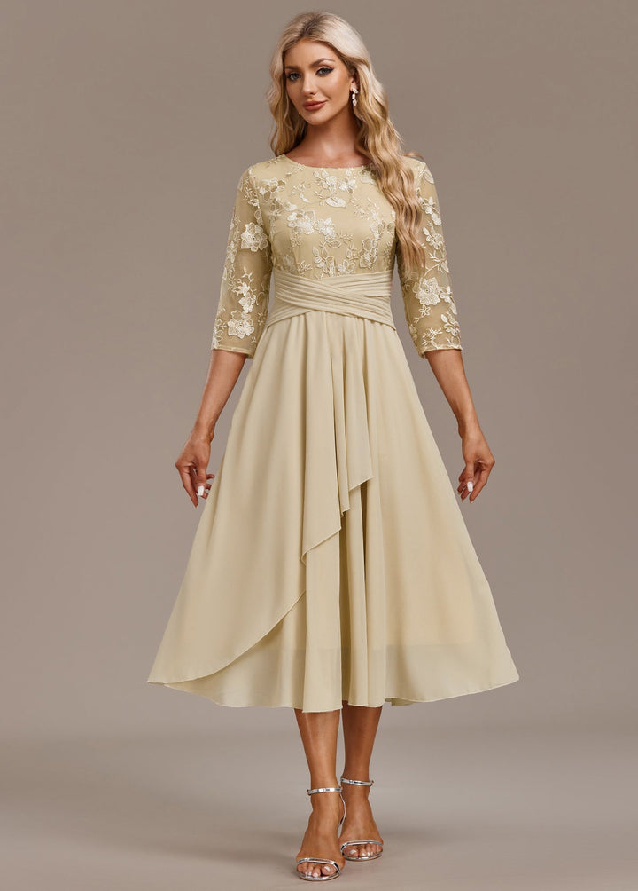 ZYRELITH –  SLEEVE ROUND NECK DRESS