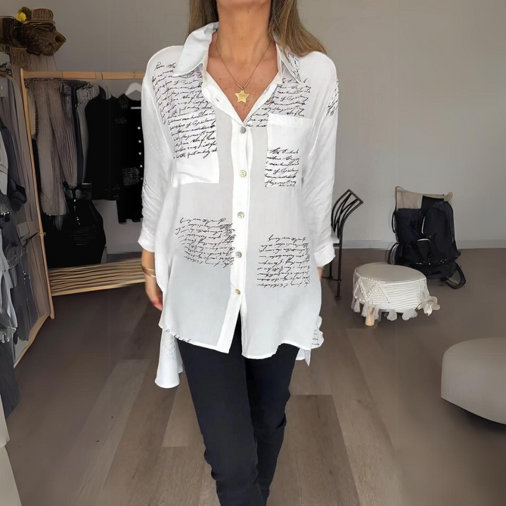 AVENETTE – HANDWRITTEN-STYLE BUTTON-UP SHIRT