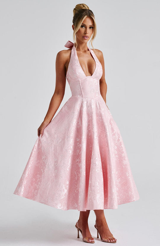 SIENNA – ELEGANT HALTER MIDI DRESS