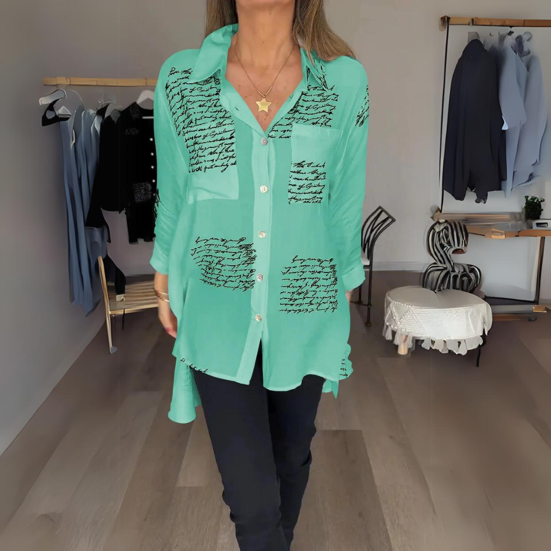 AVENETTE – HANDWRITTEN-STYLE BUTTON-UP SHIRT