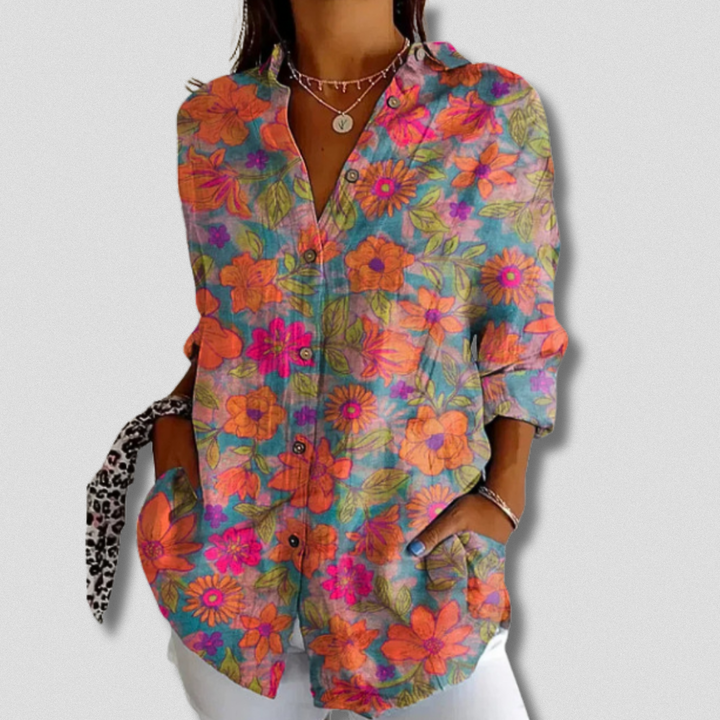 Fallon - Long Sleeve Floral Button-Down Shirt