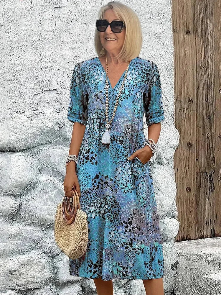 NYXIE – LEOPARD LACE V-NECK SUMMER DRESS
