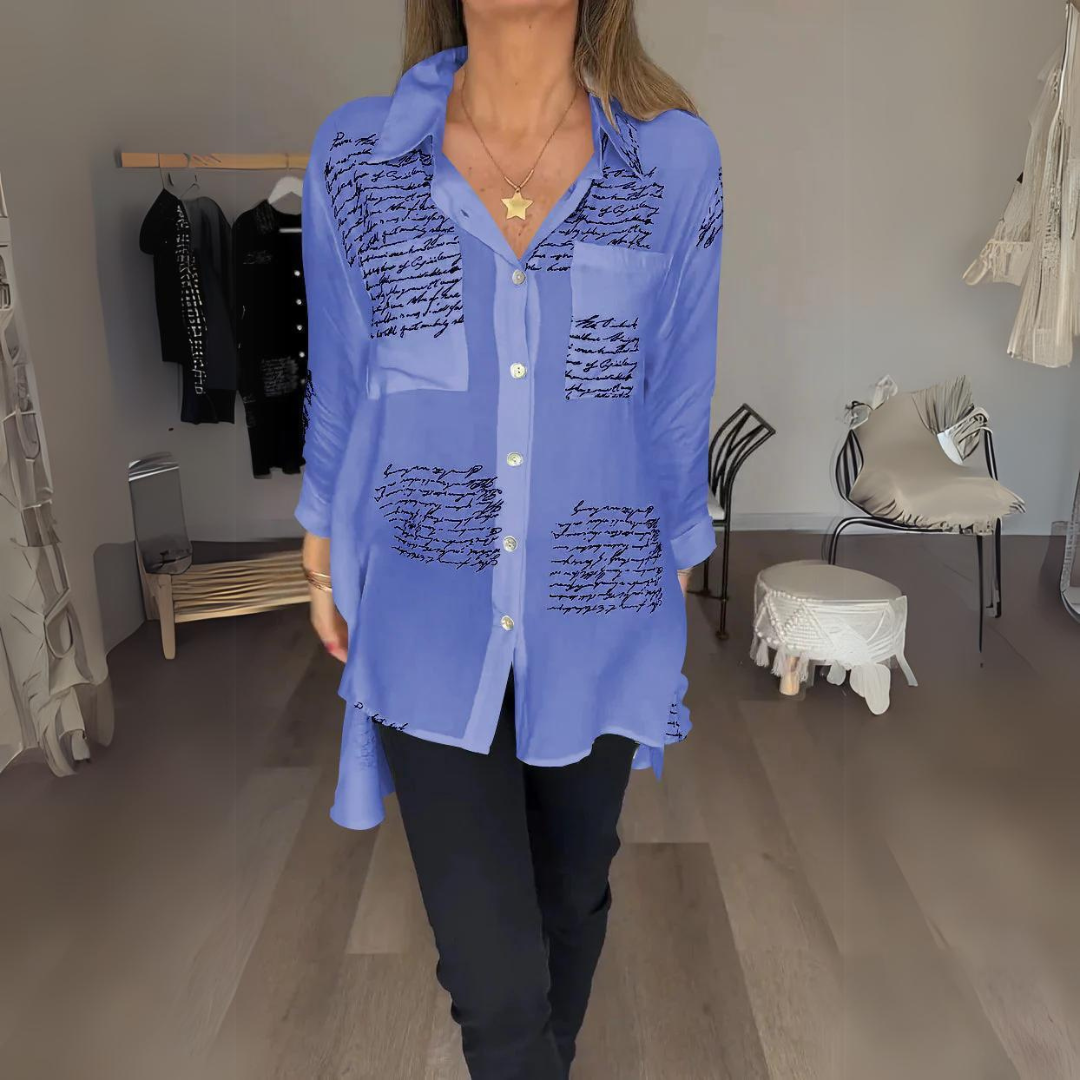 AVENETTE – HANDWRITTEN-STYLE BUTTON-UP SHIRT