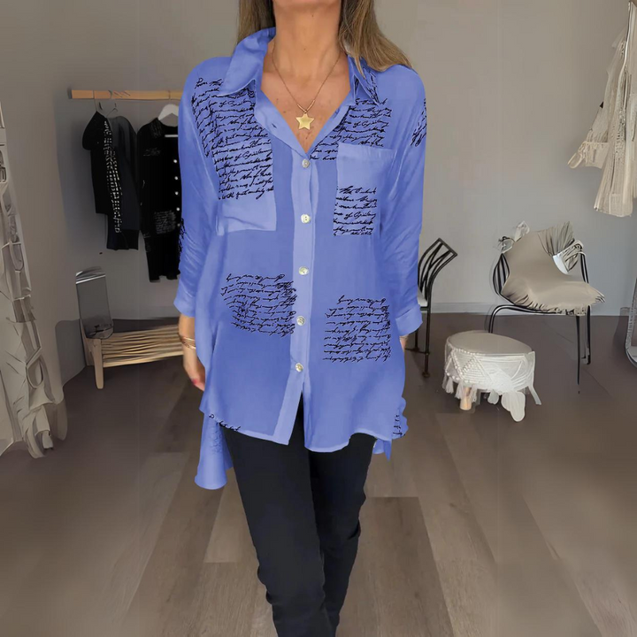 AVENETTE – HANDWRITTEN-STYLE BUTTON-UP SHIRT