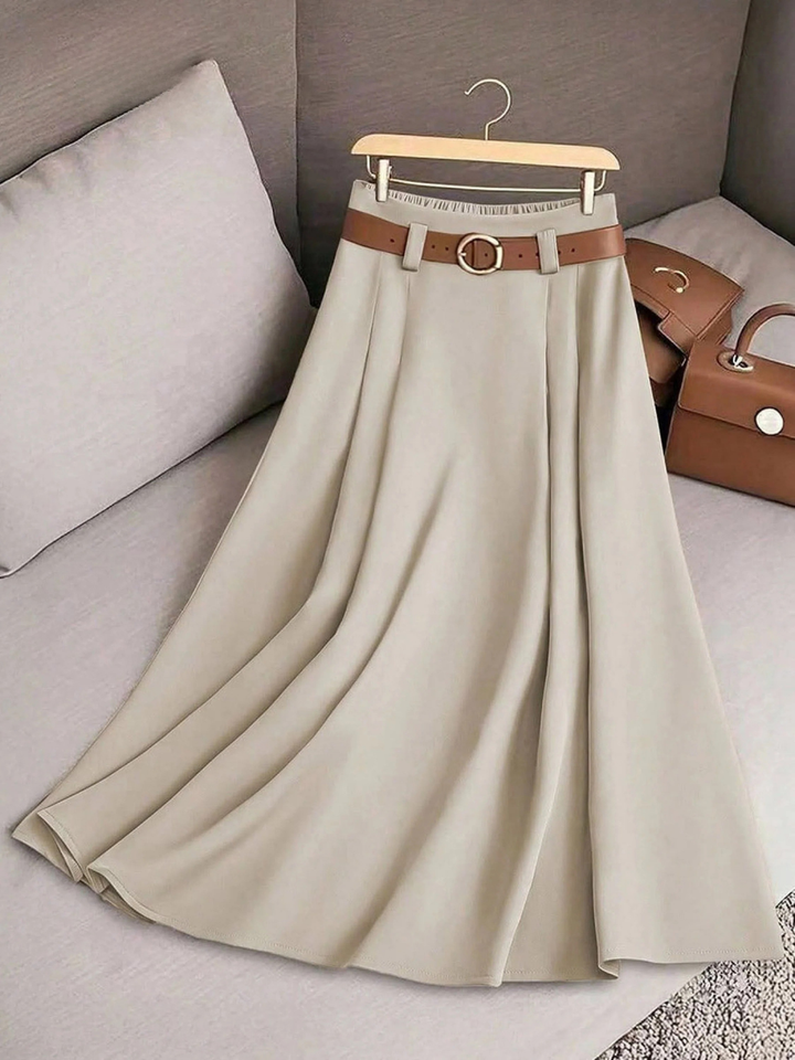 THALIORA – SOLID COLOR HIGH WAIST A-LINE CASUAL SKIRT