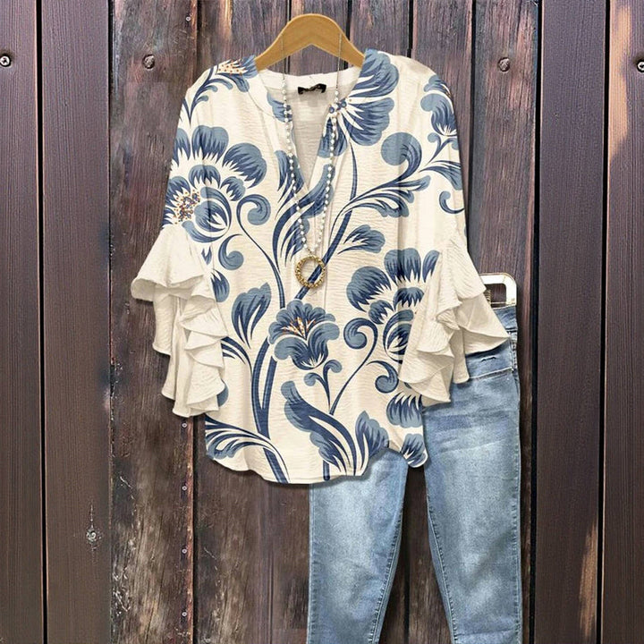 LUCA – ELEGANT BLOUSE WITH RETRO FLORAL PATTERN