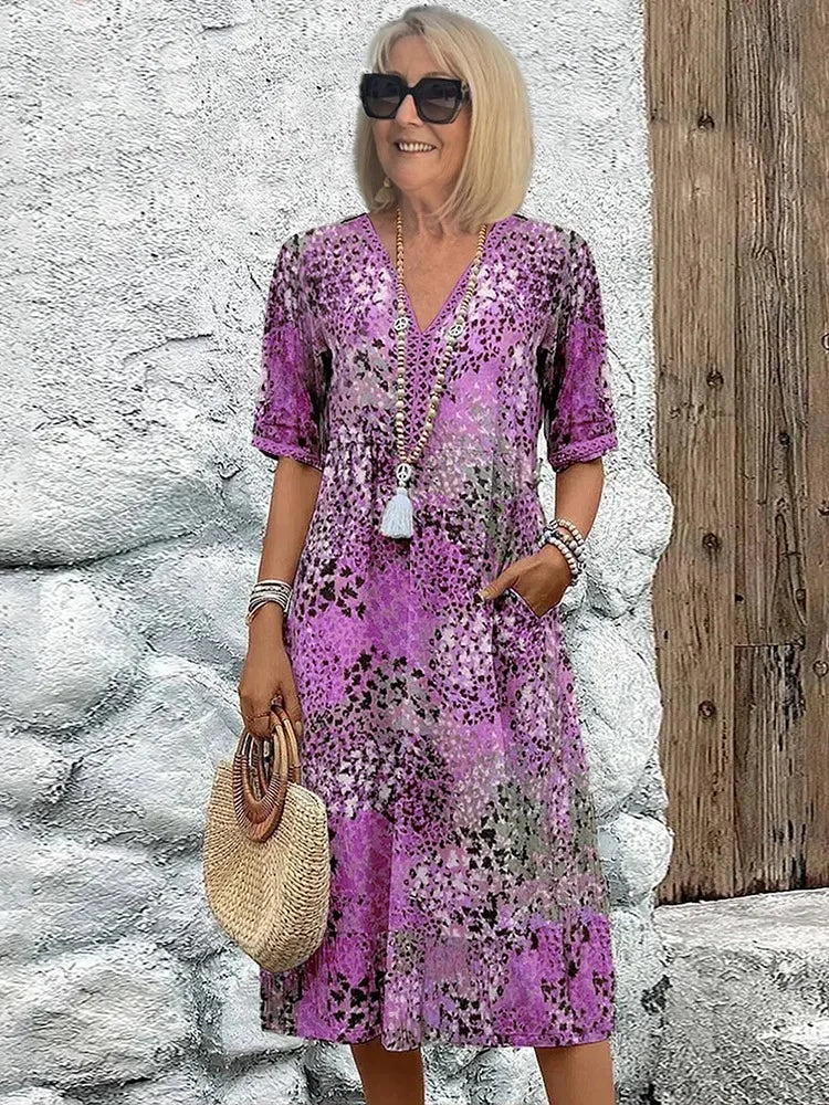 NYXIE – LEOPARD LACE V-NECK SUMMER DRESS