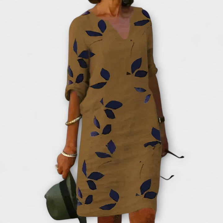 NOOR – LEAF PRINT FLOW DRESS