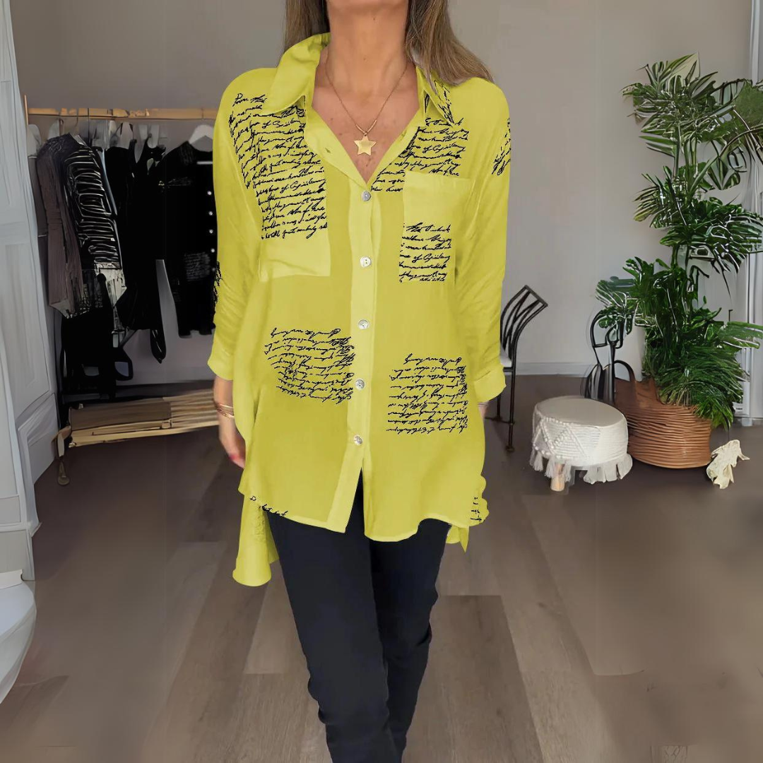 AVENETTE – HANDWRITTEN-STYLE BUTTON-UP SHIRT