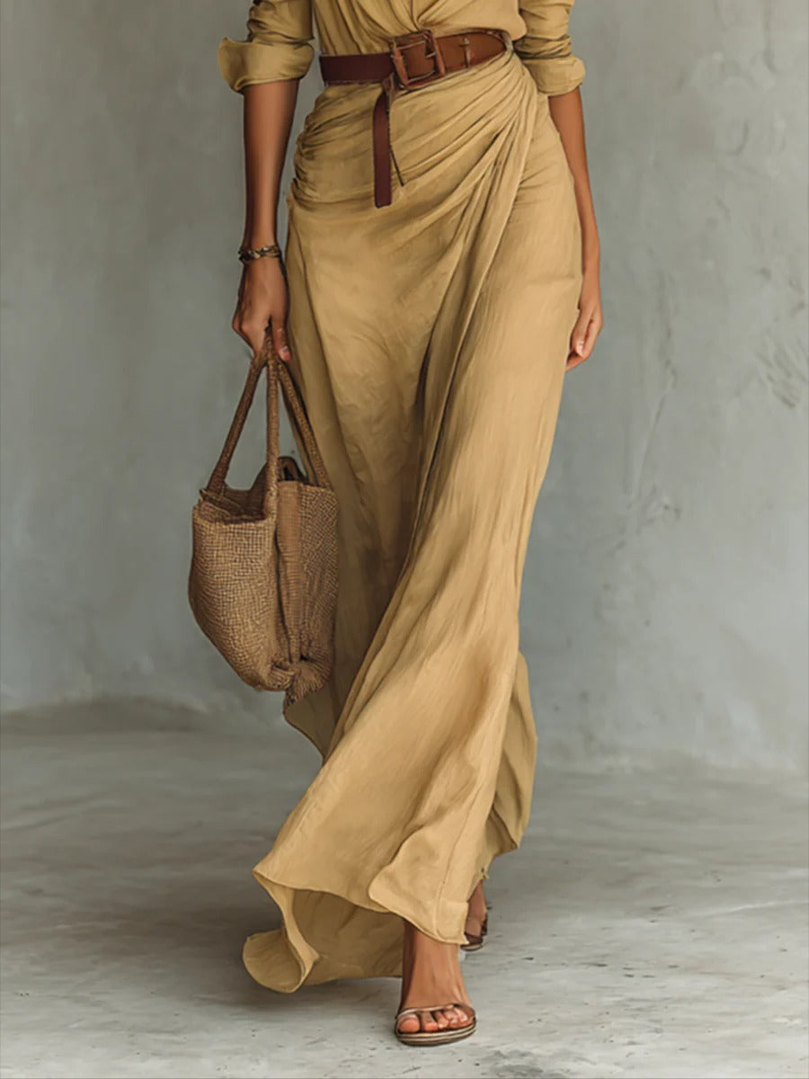 Luchia-Long belted dress