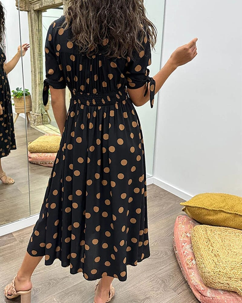 SOLANA – STYLISH BUTTON-DOWN V-NECK DRESS