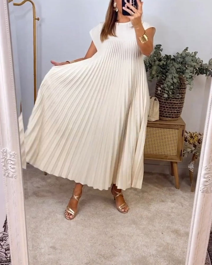 Women’s Short Sleeve Pleated Maxi Dress