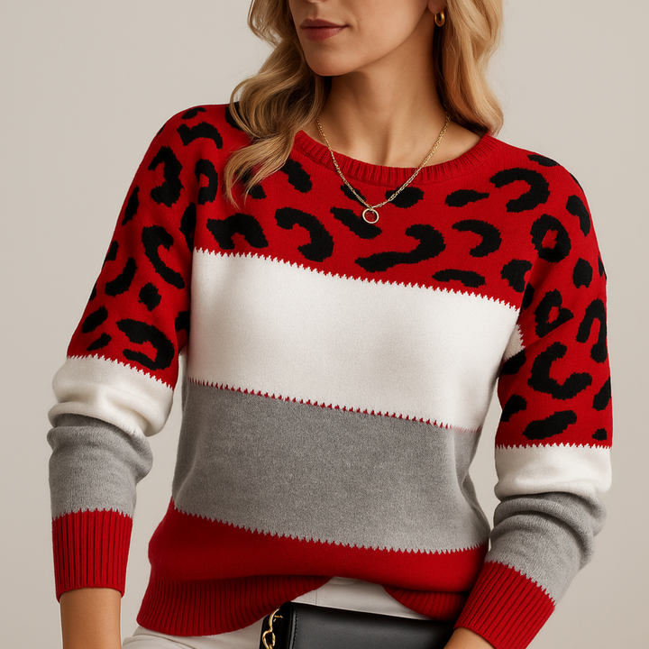 EZRA – LEOPARD PRINT CASUAL SWEATER