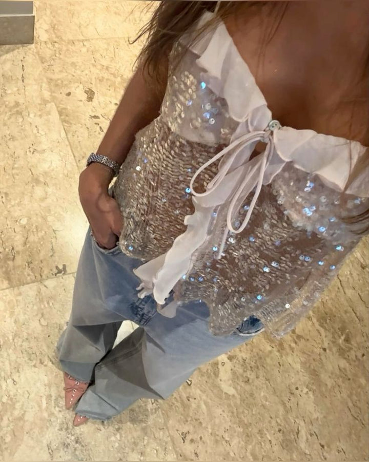 Jolene - Spaghetti Strap Sequin Top