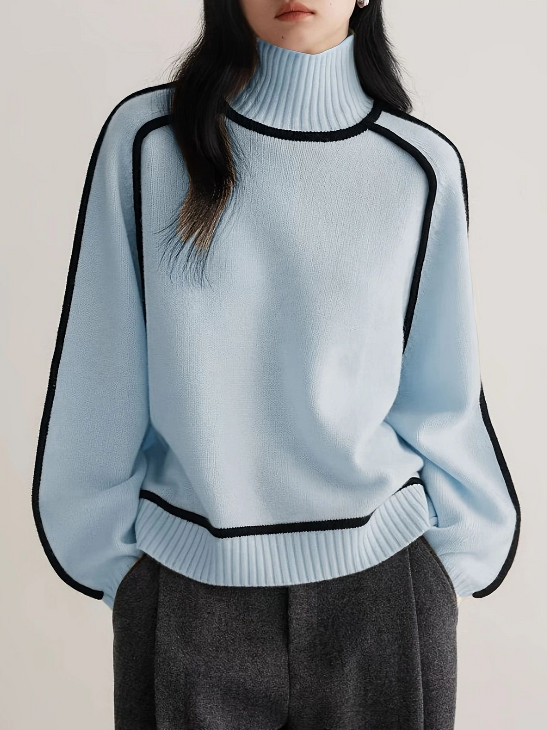 EMORIENNE – SOFT CASHMERE-LIKE TURTLENECK SWEATER