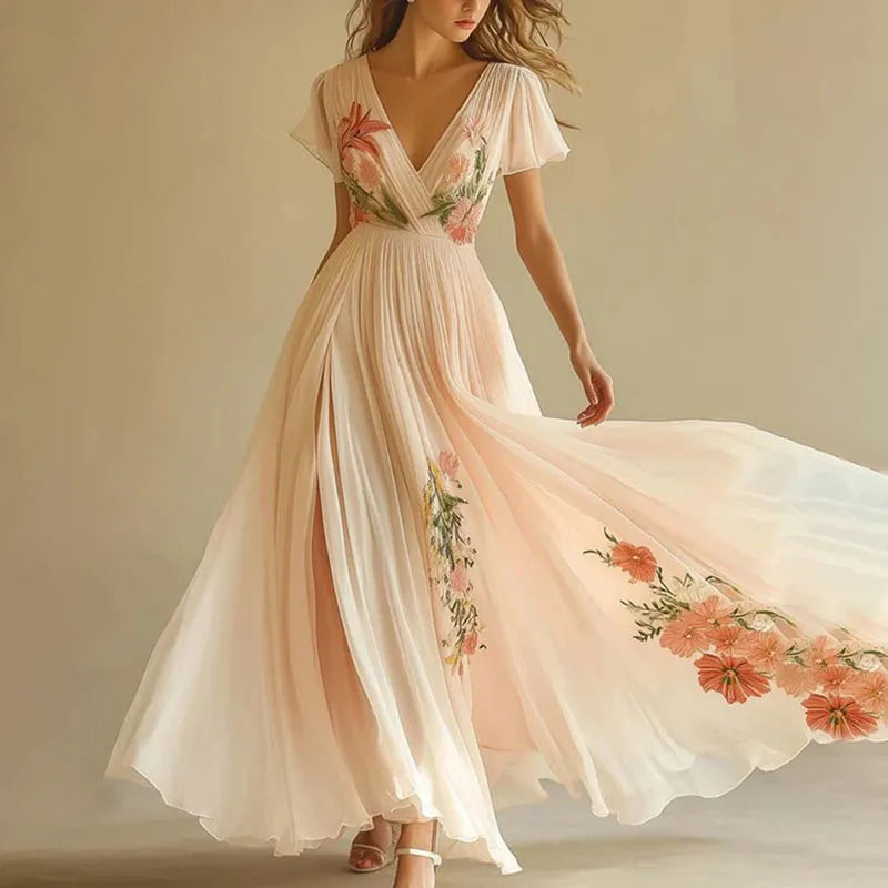 Amelia - Elegant High Waist V-Neck Party Dresses
