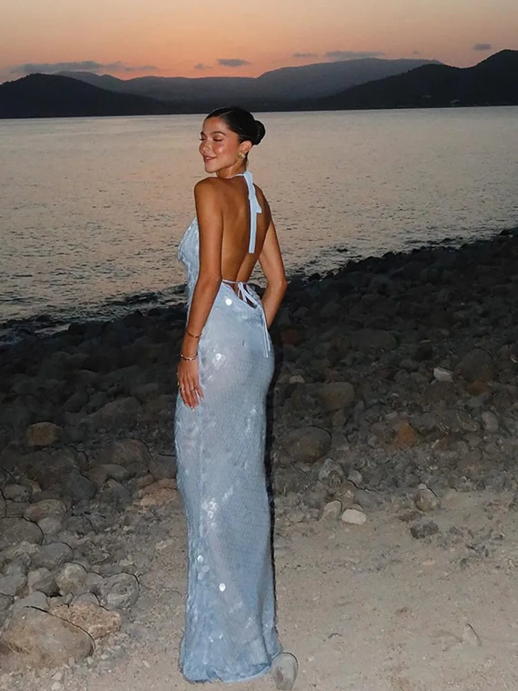 Gladys - Sequin Halter Maxi Dress
