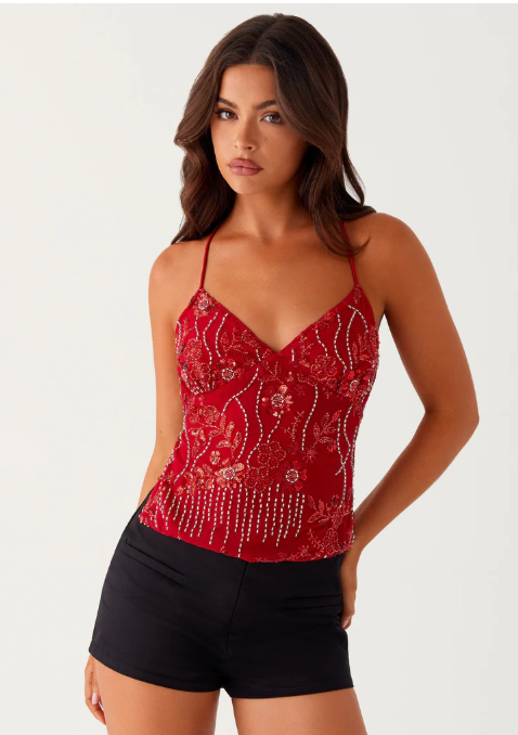 Kath - Strappy Back Sequin Top