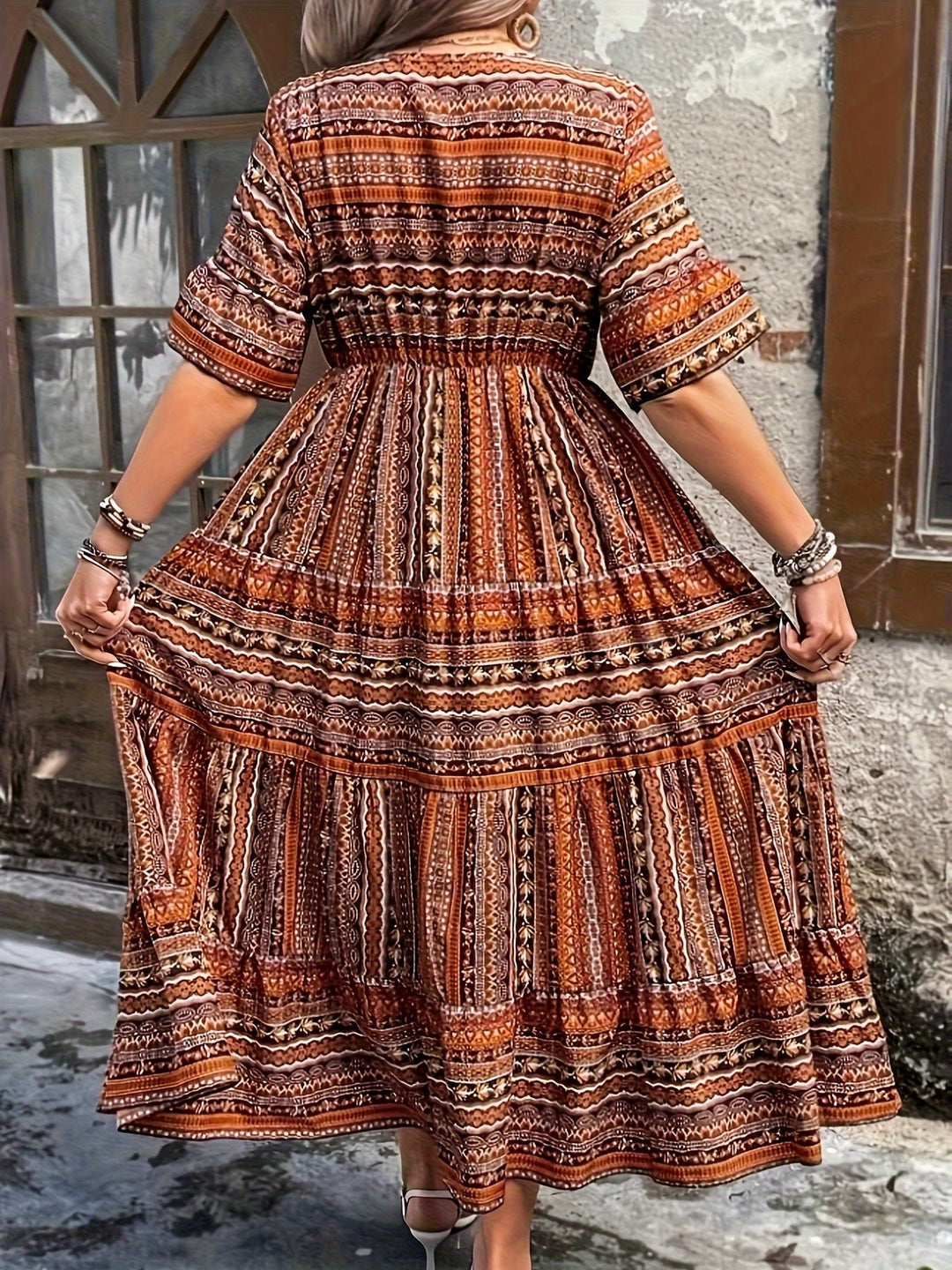 SYLPHA – ELEGANT ETHNIC PRINT BOHEMIAN DRESS