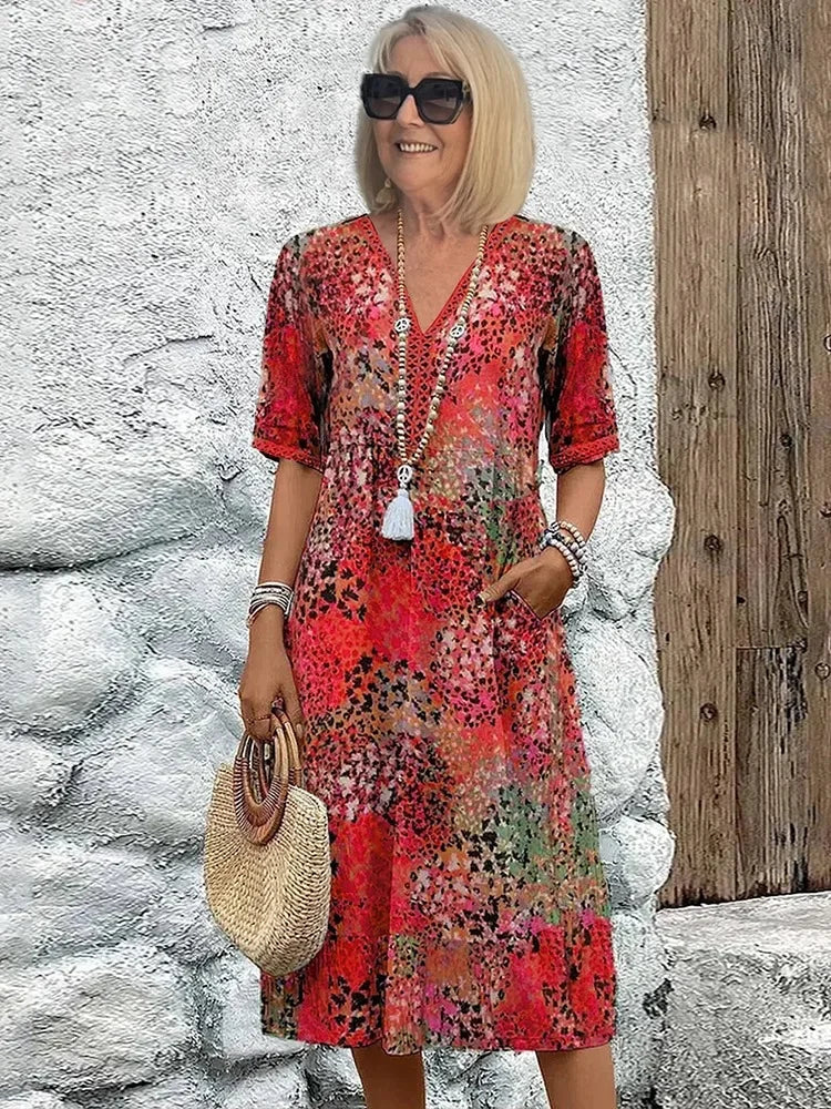 NYXIE – LEOPARD LACE V-NECK SUMMER DRESS