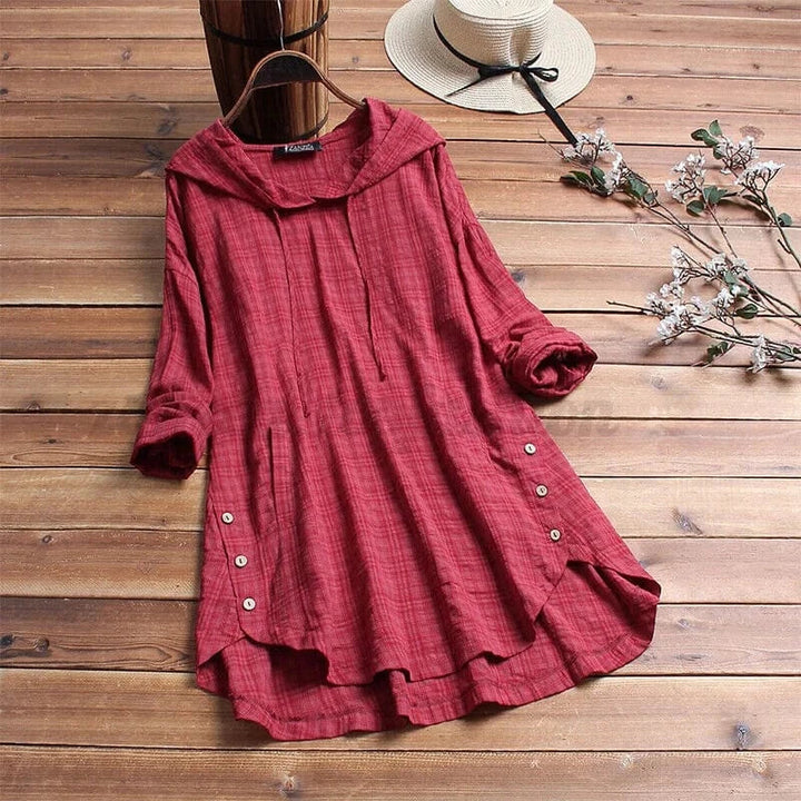 GHISELE – LINEN TUNIC HOODIE WITH BOHEMIAN EASE
