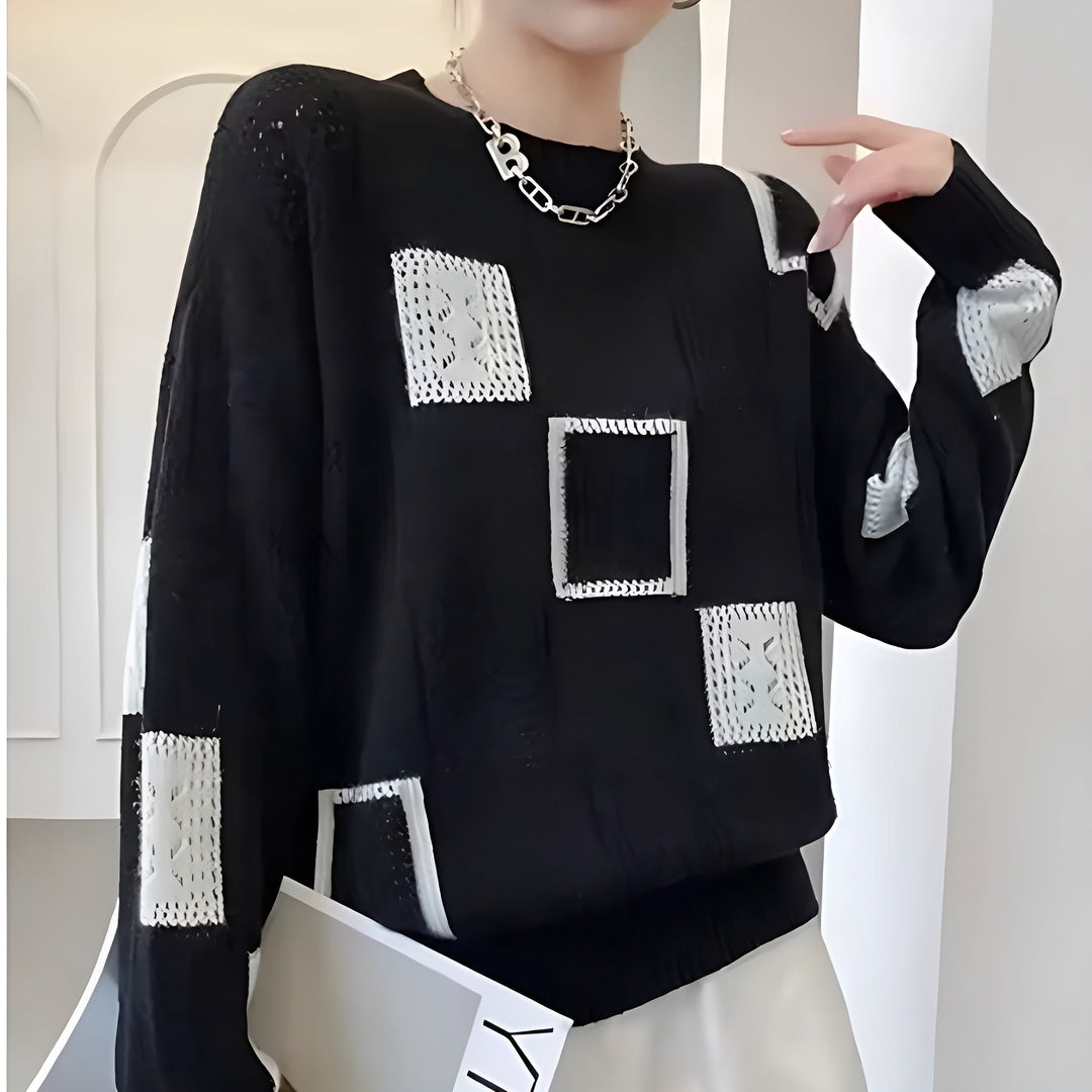 Samantha - Monochrome Patchwork Sweater